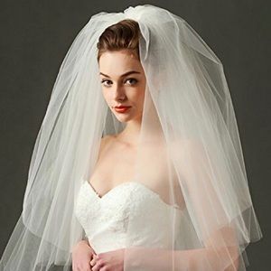 2 tier bubble veil wedding veil hip length veil